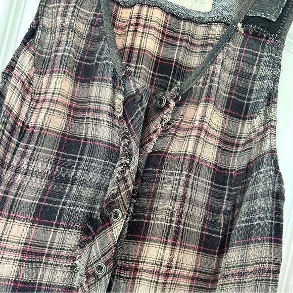 We The Free 90s Button Front Plaid Dress with Lace Up back - Picture 5 of 11